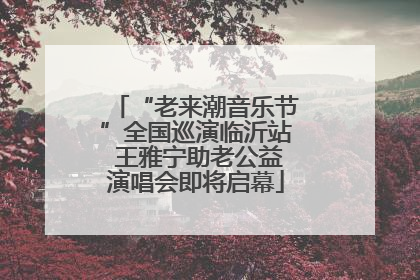 “老来潮音乐节”全国巡演临沂站 王雅宁助老公益演唱会即将启幕