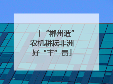 “郴州造”农机耕耘非洲好“丰”景