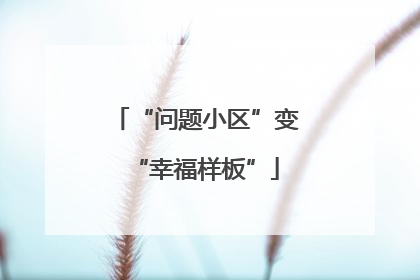 “问题小区”变“幸福样板”