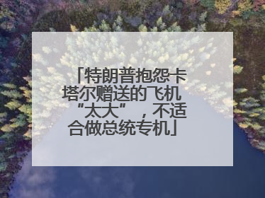 特朗普抱怨卡塔尔赠送的飞机“太大”，不适合做总统专机