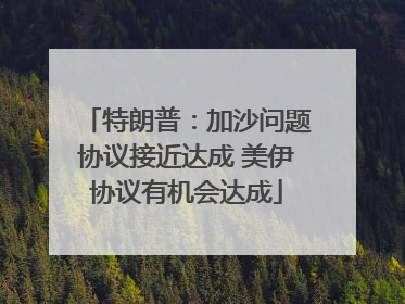 特朗普：加沙问题协议接近达成 美伊协议有机会达成