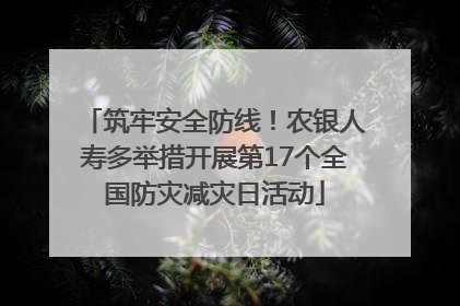 筑牢安全防线！农银人寿多举措开展第17个全国防灾减灾日活动