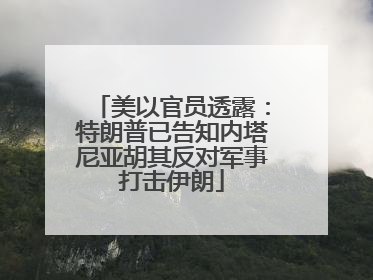 美以官员透露：特朗普已告知内塔尼亚胡其反对军事打击伊朗