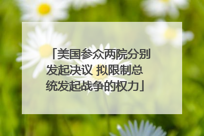 美国参众两院分别发起决议 拟限制总统发起战争的权力