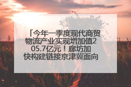 今年一季度现代商贸物流产业实现增加值205.7亿元！廊坊加快构建链接京津冀面向全世界的物流通道