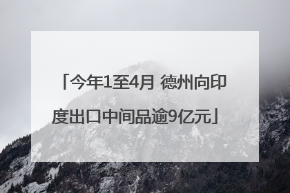 今年1至4月 德州向印度出口中间品逾9亿元