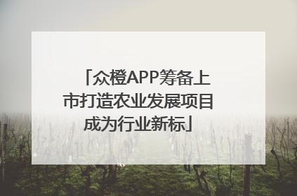 众橙APP筹备上市打造农业发展项目成为行业新标