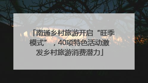 南通乡村旅游开启“旺季模式”，40项特色活动激发乡村旅游消费潜力