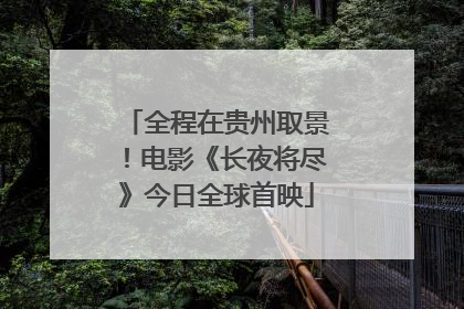 全程在贵州取景！电影《长夜将尽》今日全球首映