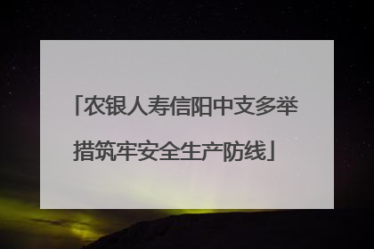 农银人寿信阳中支多举措筑牢安全生产防线