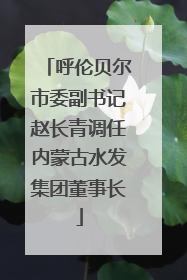 呼伦贝尔市委副书记赵长青调任内蒙古水发集团董事长