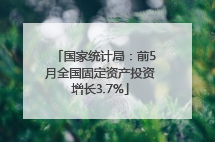 国家统计局：前5月全国固定资产投资增长3.7%