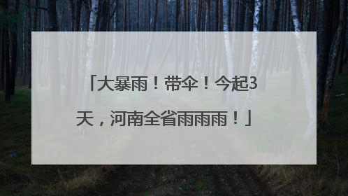 大暴雨！带伞！今起3天，河南全省雨雨雨！
