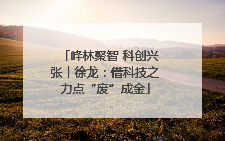 峰林聚智 科创兴张丨徐龙：借科技之力点“废”成金