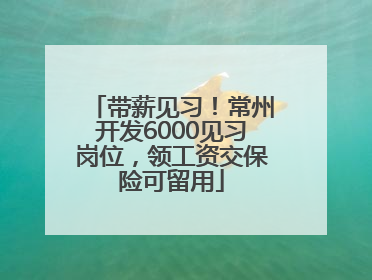 带薪见习！常州开发6000见习岗位，领工资交保险可留用