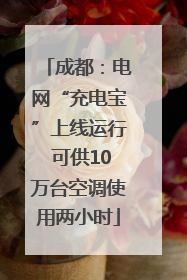 成都：电网“充电宝”上线运行 可供10万台空调使用两小时