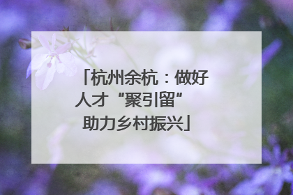 杭州余杭：做好人才“聚引留” 助力乡村振兴