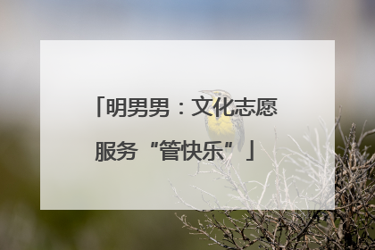 明男男：文化志愿服务“管快乐”