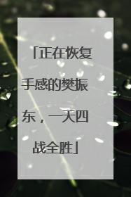 正在恢复手感的樊振东，一天四战全胜