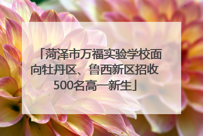 菏泽市万福实验学校面向牡丹区、鲁西新区招收500名高一新生