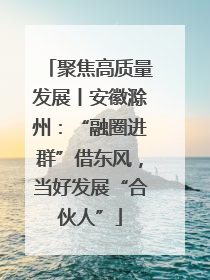 聚焦高质量发展丨安徽滁州：“融圈进群”借东风，当好发展“合伙人”