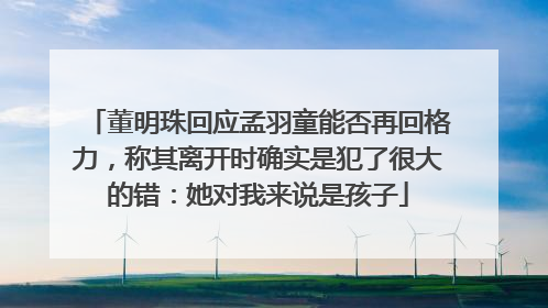 董明珠回应孟羽童能否再回格力，称其离开时确实是犯了很大的错：她对我来说是孩子