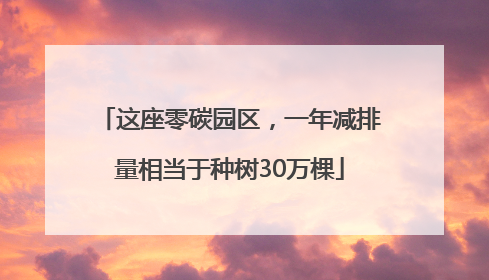 这座零碳园区，一年减排量相当于种树30万棵