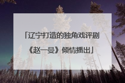 辽宁打造的独角戏评剧《赵一曼》倾情播出