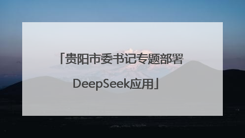 贵阳市委书记专题部署DeepSeek应用