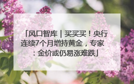 风口智库｜买买买！央行连续7个月增持黄金，专家：金价或仍易涨难跌
