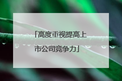 高度重视提高上市公司竞争力
