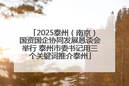 2025泰州（南京）国资国企协同发展恳谈会举行 泰州市委书记用三个关键词推介泰州